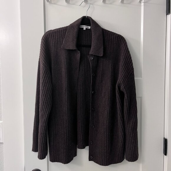 Reformation Fantino Cashmere Cardigan, Compost Brown, Sz X-Small - Picture 2 of 3
